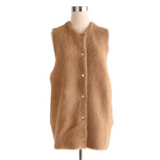 画像1: ETERNITY's SELECT   Double-face feather knit long vest BEIGE (1)