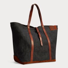 画像2: 予約販売 RRL   Leather-Trim Indigo Denim Tote (2)