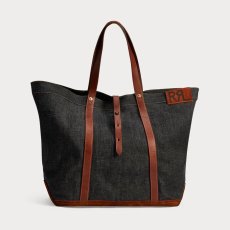 画像1: 予約販売 RRL   Leather-Trim Indigo Denim Tote (1)
