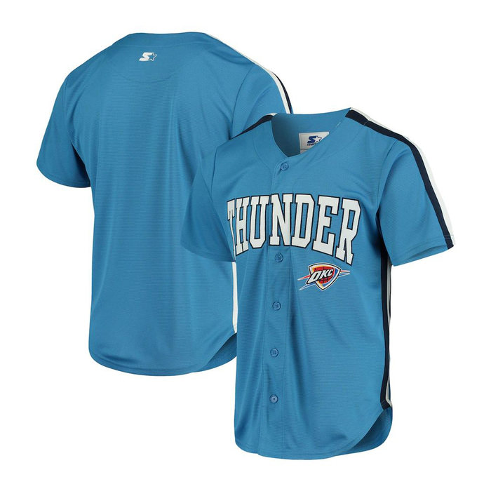 画像1:  Starter   Oklahoma City Thunder Playmaker Baseball Jersey Shirt (1)