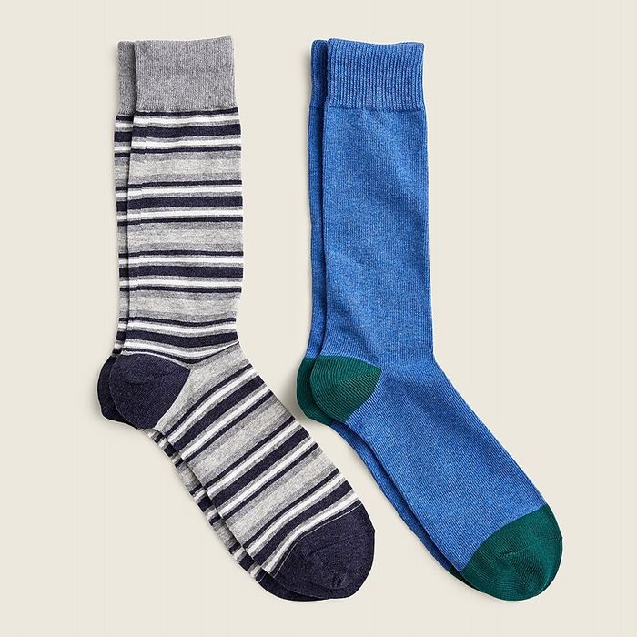 画像1: J.CREW   Solid And Striped Socks Two-Pack (1)