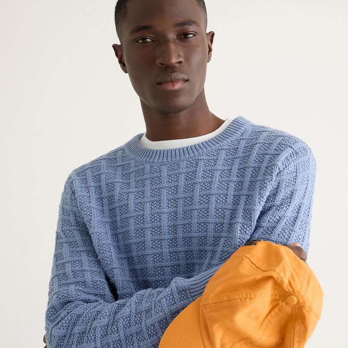 J.CREW Cotton Sweater in Checkered 