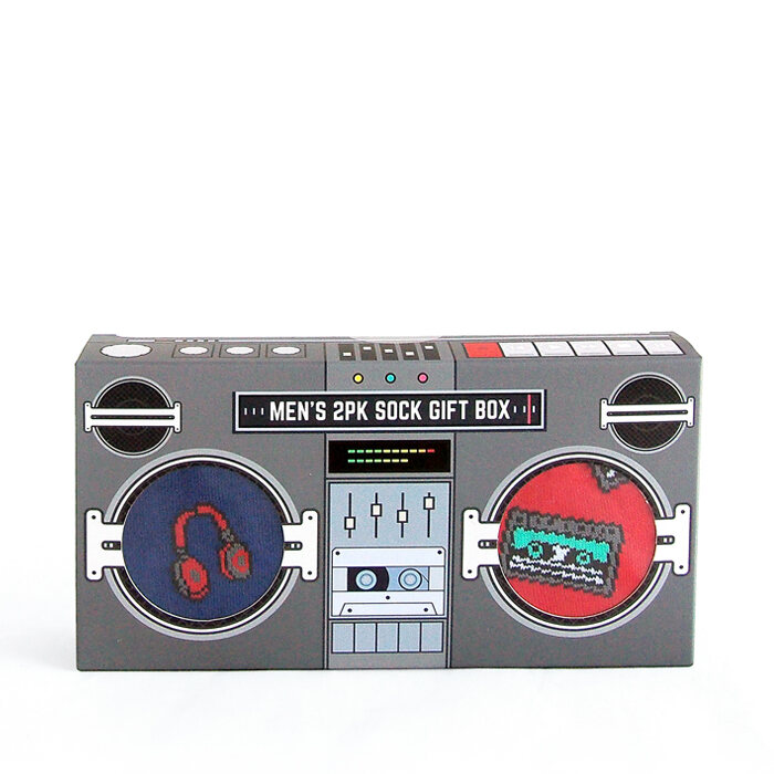 画像1: Orrsum Sock Company  retro stereo socks in Christmas gift box in red and blue (1)
